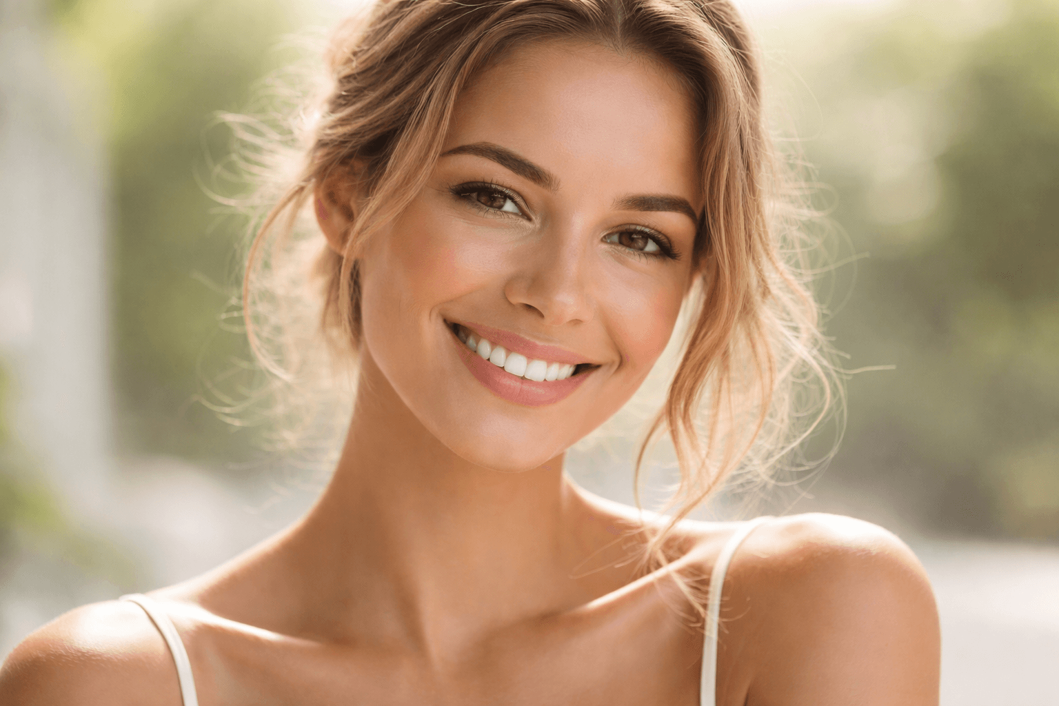 Radiant confident woman smiling with soft natural lighting
